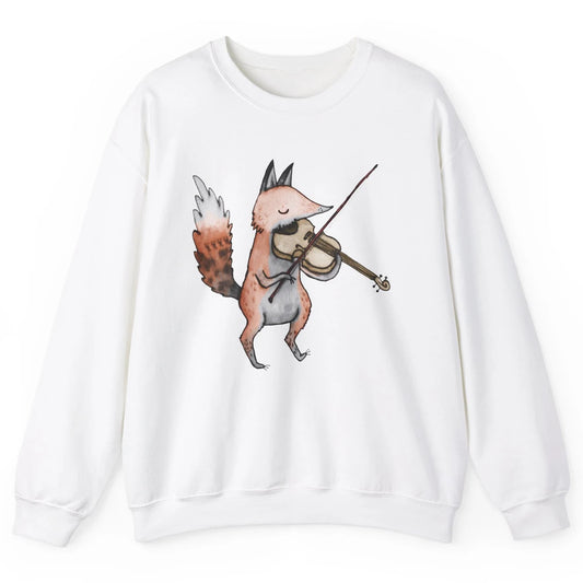 Vintage Fox Playing Violin Funny Violinist Musician Gift Unisex Crewneck Sweatshirt