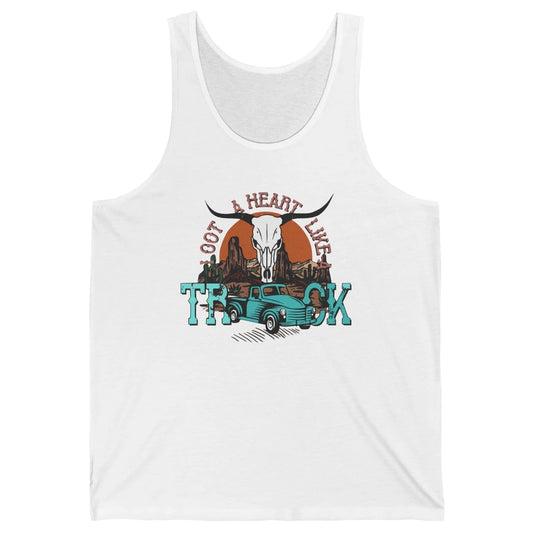 Boho Bull Skull I Got A Heart Like A Truck Western Country Unisex Jersey Tank