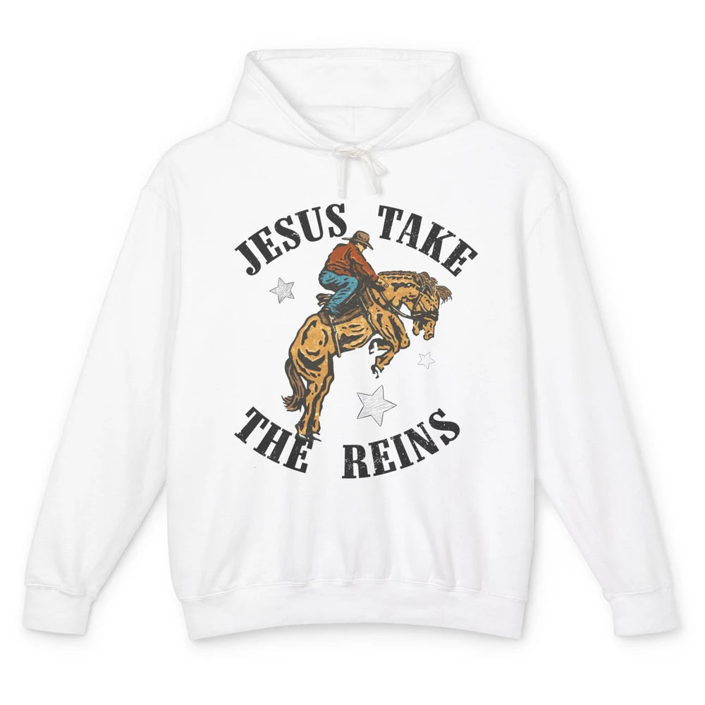 Rodeo Cowboy Horsing Jesus Take the Reins Western Country Unisex Lightweight Hoodie