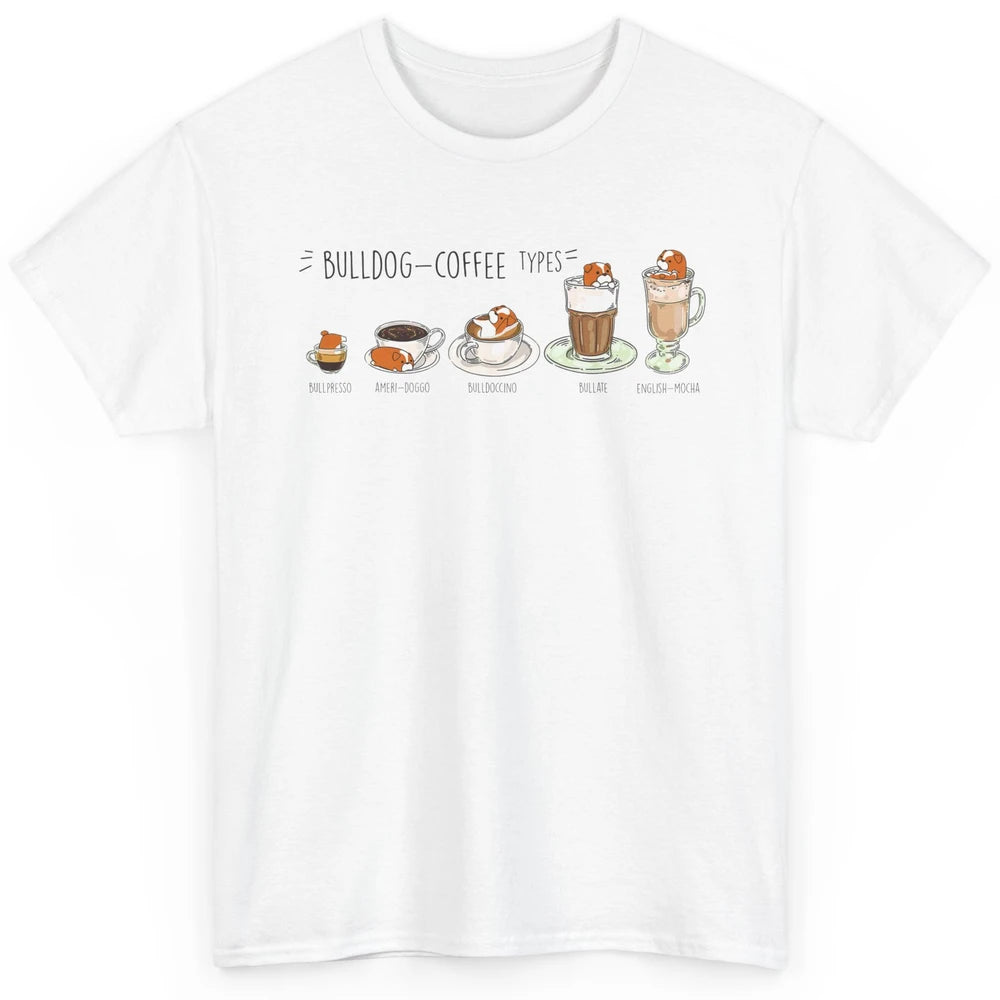 Funny Bulldog Coffee Types Parody Coffee French Bulldog Classic Unisex T-Shirt