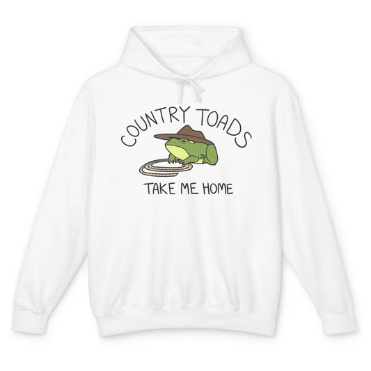 Country Toads Take Me Home Funny Frog Country Cowboy Frog Unisex Lightweight Hoodie