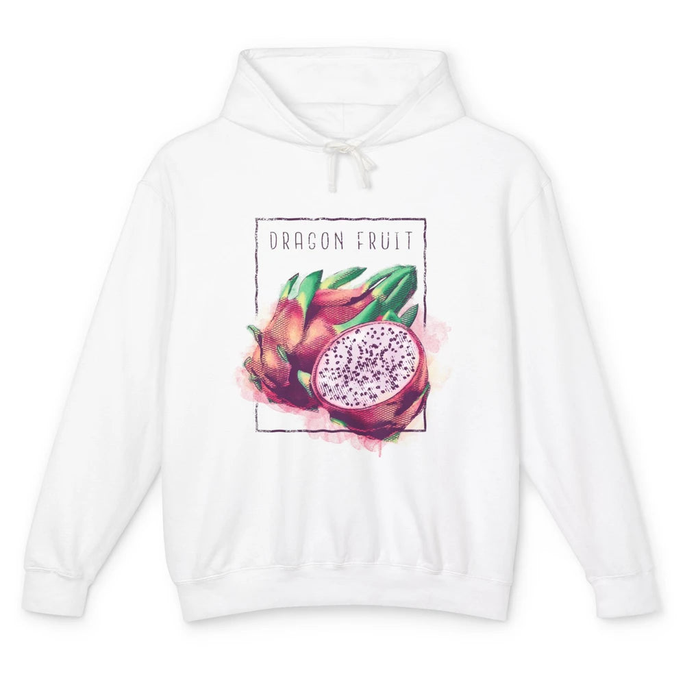 Watercolor Dragonfruit Tropical Paradise Summer Vegan Fruit Unisex Lightweight Hoodie