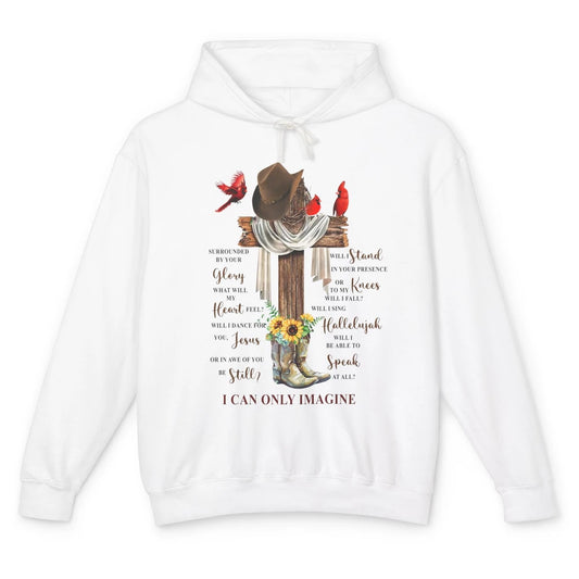 Sunflower Boot Jesus Cross Cardinals I Can Imagine Christian Unisex Lightweight Hoodie