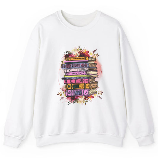 Book Wildflower Floral Aesthetic Librarian Bookworm Bookish Unisex Crewneck Sweatshirt