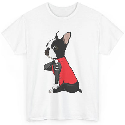 Boston Terrier I Heart Mom Dog Mother Boston Terrier Dog Mom Classic Unisex T-Shirt