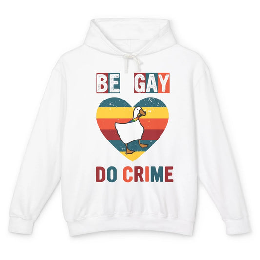 Vintage Duck Rainbow Be Gay Do Crime LGBTQ Community Rights Unisex Lightweight Hoodie