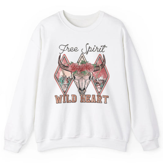 Bull Skull Free Spirit Wild Heart Valentine Western Rodeo Unisex Crewneck Sweatshirt