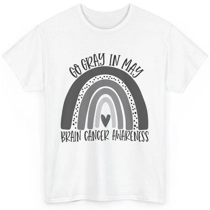 Brain Cancer Awareness Go Gray In May Gray Rainbow Heart Classic Unisex T-Shirt