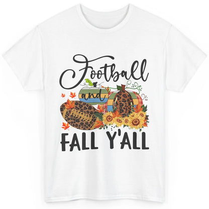 Football And Fall Y'all Leopard Pumpkin Autumn Thanksgiving Classic Unisex T-Shirt