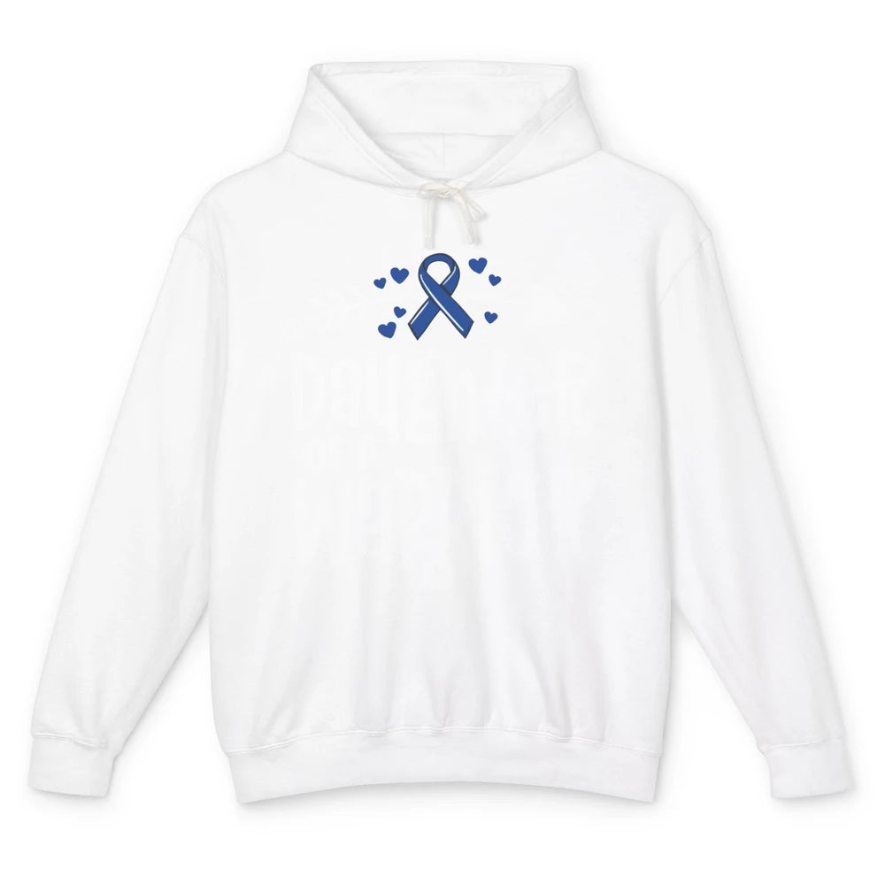 Warrior Daughter Colon Cancer Colorectal Dark Blue Ribbon Unisex Lightweight Hoodie