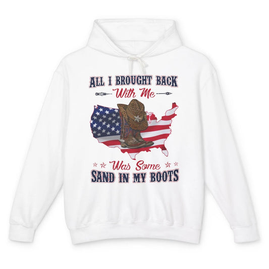 US Flag Cowboy Boots Sand In My Boot Western Country Cowgirl Unisex Lightweight Hoodie