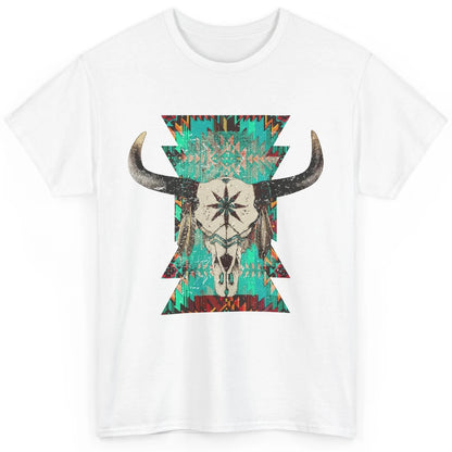 Boho Bull Skull Turquoise Aztec Western Country Rodeo Cowboy Classic Unisex T-Shirt