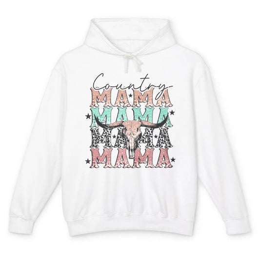 Leopard Boho Bull Skull Country Mama Desert Spirit Western Unisex Lightweight Hoodie