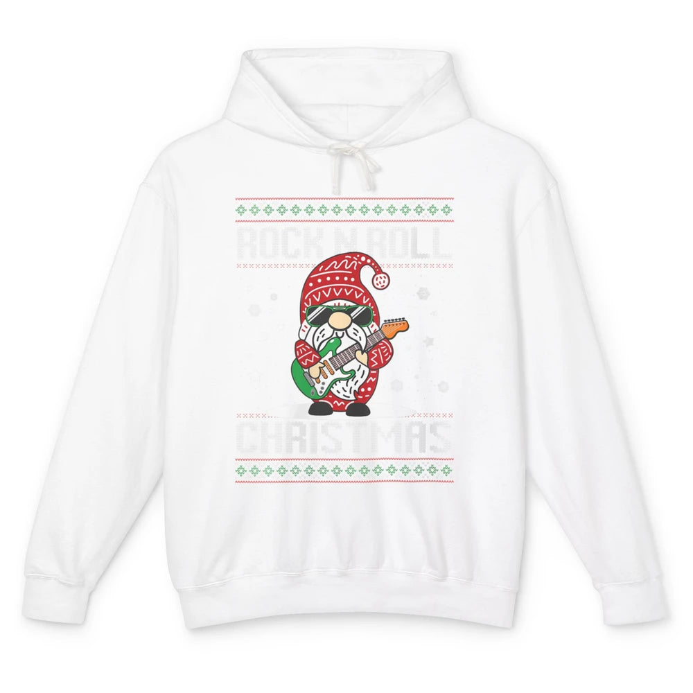 Guitarist Santa Gnome Guitar Rock N Roll Xmas Ugly Christmas Unisex Lightweight Hoodie