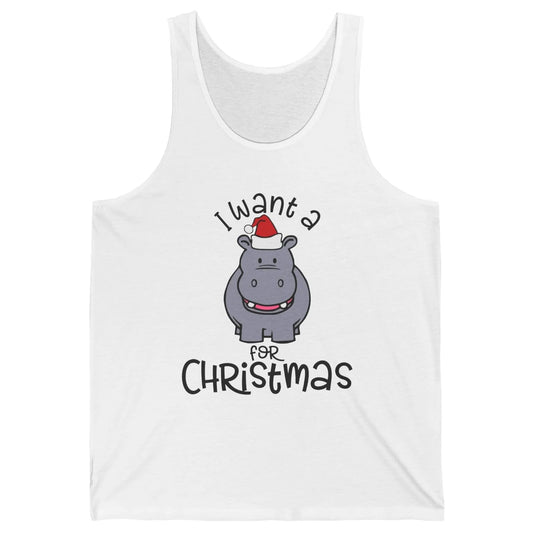 Funny I Want A Hippopotamus For Christmas Tree Hippo Santa Unisex Jersey Tank