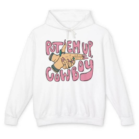 Retro Turquoise Cowgirl Hands Put 'Em Up Cowboy Western Girl Unisex Lightweight Hoodie