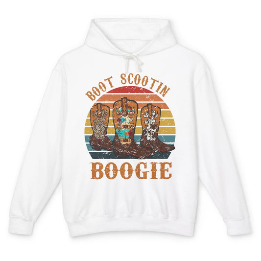 Vintage Cowboy Boots Scooting Boogie Western Country Cowgirl Unisex Lightweight Hoodie