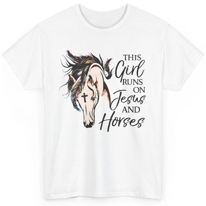 Christian This Girl Runs On Jesus And Horses Western Cowgirl Classic Unisex T-Shirt