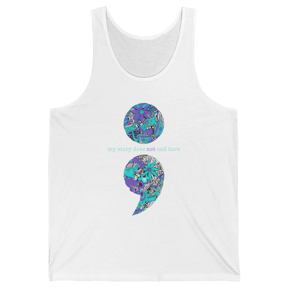 Semicolon Suicide Awareness Suicide Prevention Teal Purple Unisex Jersey Tank