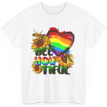 Bee You Tiful Pride Heart Rainbow Sunflower LGBT Pride Month Classic Unisex T-Shirt