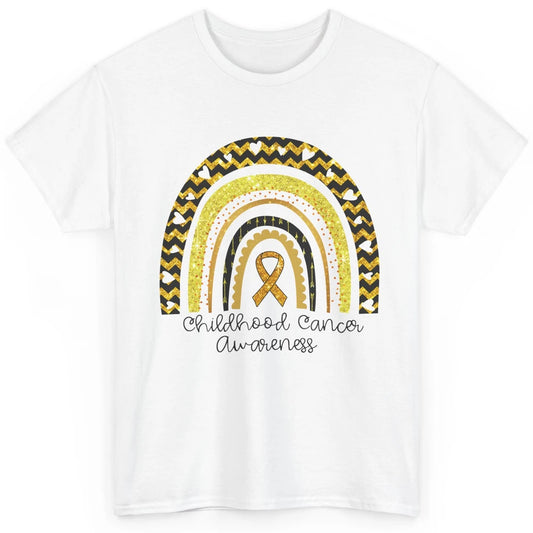 Childhood Cancer Awareness Support Rainbow Gold Ribbon Gift Classic Unisex T-Shirt