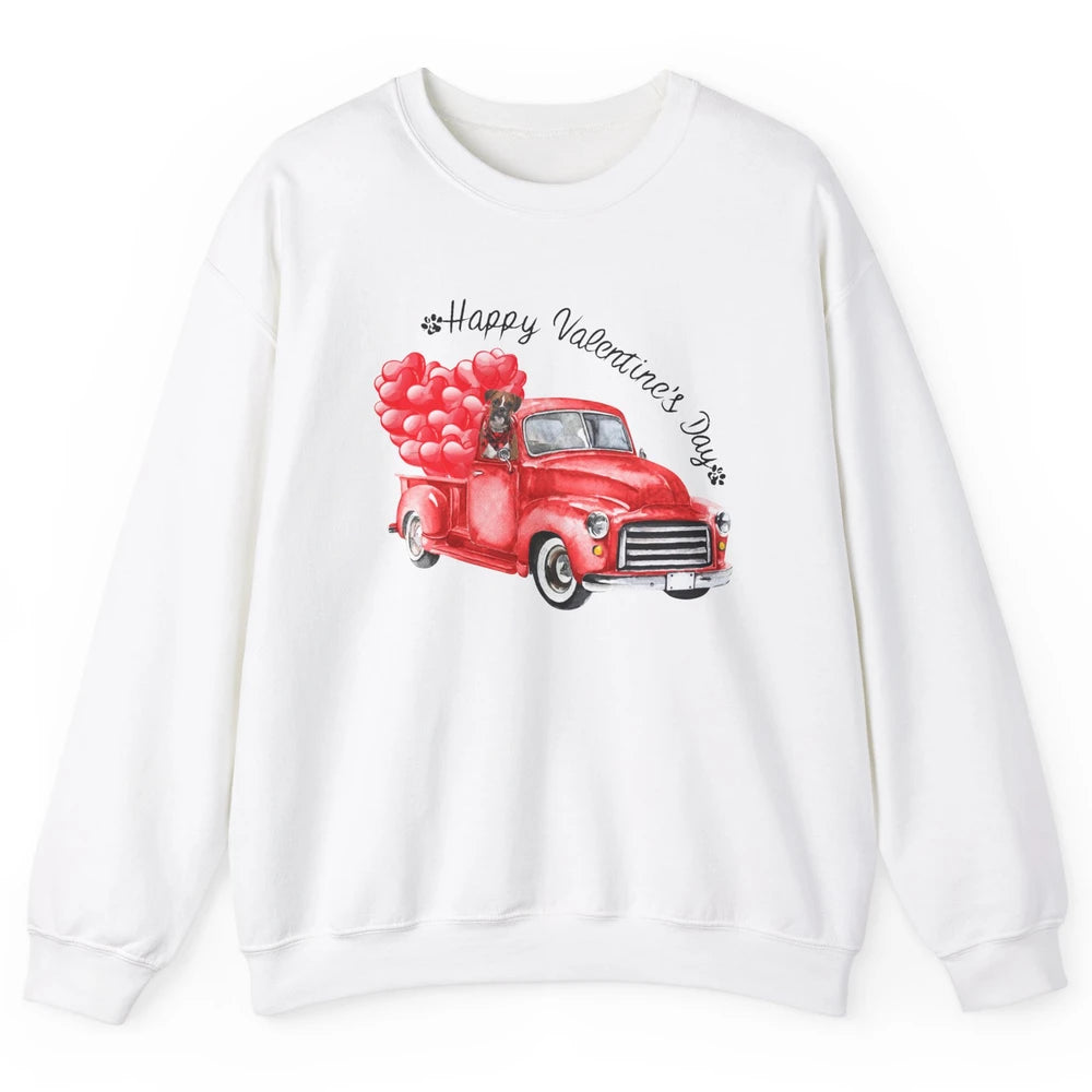 Boxer On Heart Truck Happy Valentines Day Boxer Dog Lovers Unisex Crewneck Sweatshirt