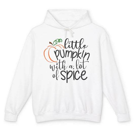 Little Pumpkin With Lots Of Spice Kids Thanksgiving Autumn Unisex Lightweight Hoodie