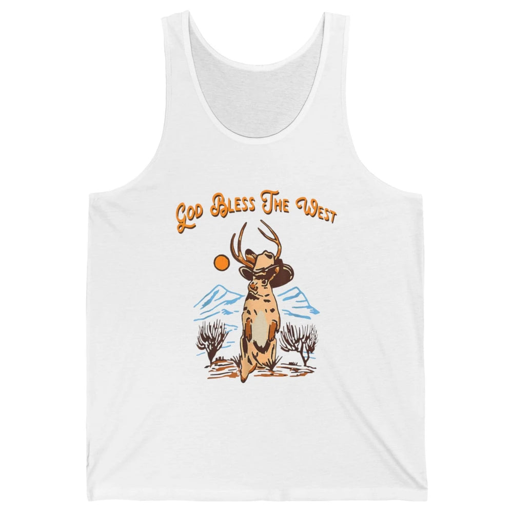 Western Country God Bless Vintage Cowboy Deer Music Desert Unisex Jersey Tank