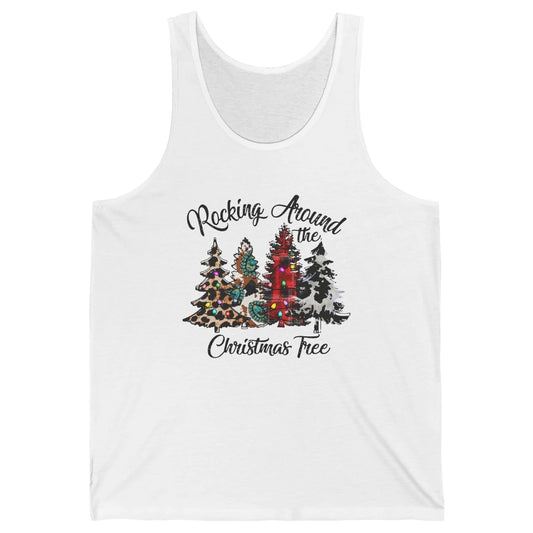 Leopard Christmas Tree Rocking Around Christmas Tree Western Unisex Jersey Tank