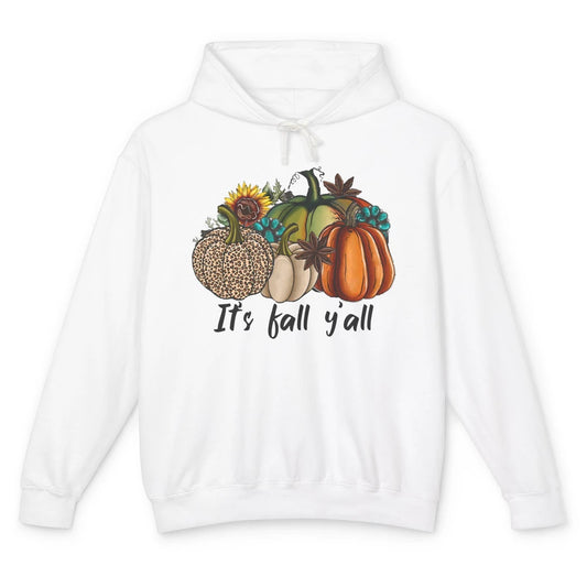 Leopard Pumpkin It's Fall Yall Fall Leaves Western Autumn Unisex Lightweight Hoodie