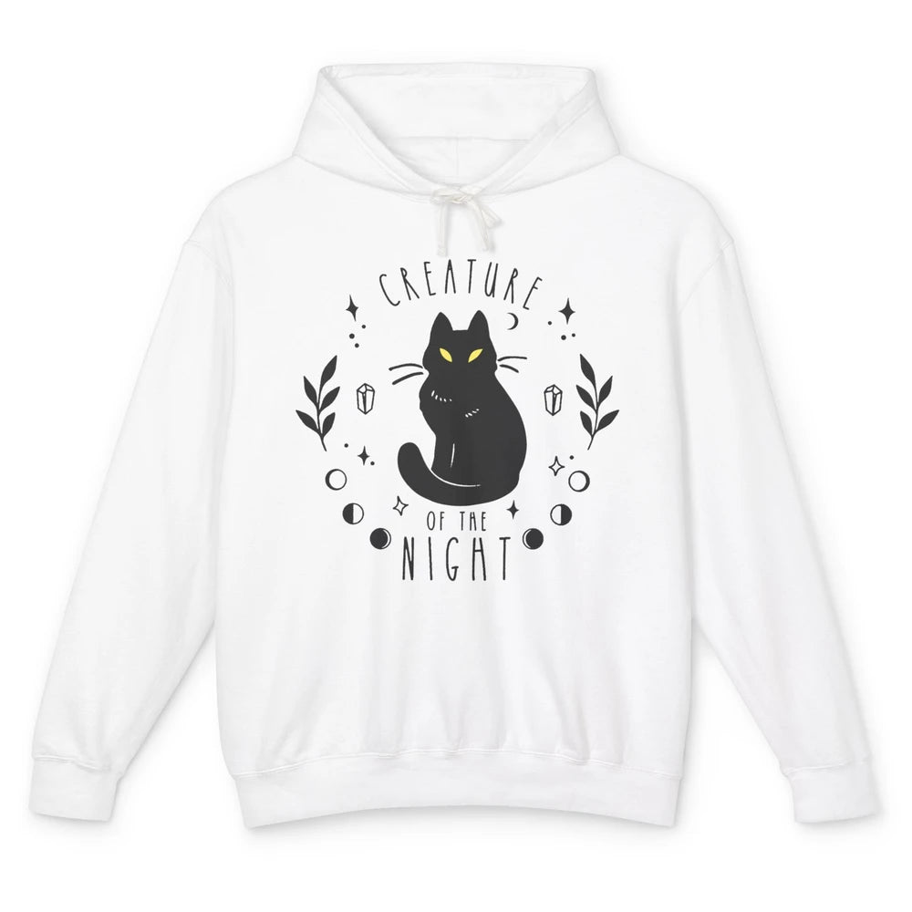 Black Cat Witch Creature Of The Night Halloween Cat Costume Unisex Lightweight Hoodie