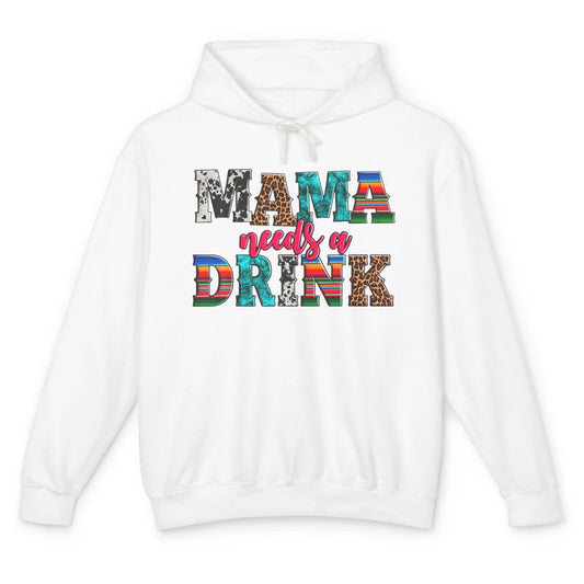 Western Mama Needs Drink Leopard Turquoise Mothers Day Retro Unisex Lightweight Hoodie