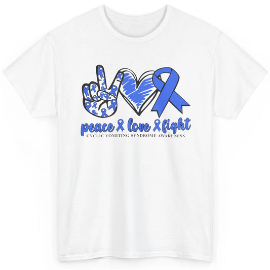 Cyclic Vomiting Syndrome Blue Ribbon Peace Love Fight Classic Unisex T-Shirt