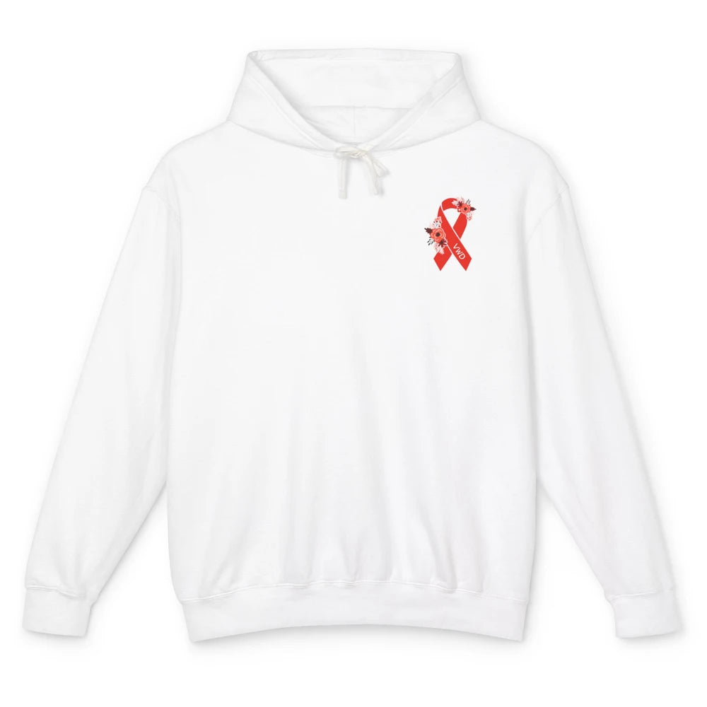 Von Willebrand Disease Awareness VWD Floral Red Ribbon Unisex Lightweight Hoodie