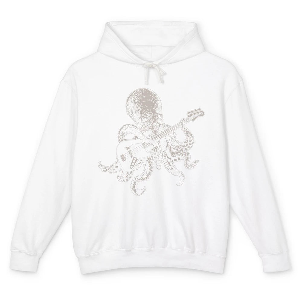 Funny Octopus Playing Guitar Guitarist Musician Bassist Unisex Lightweight Hoodie