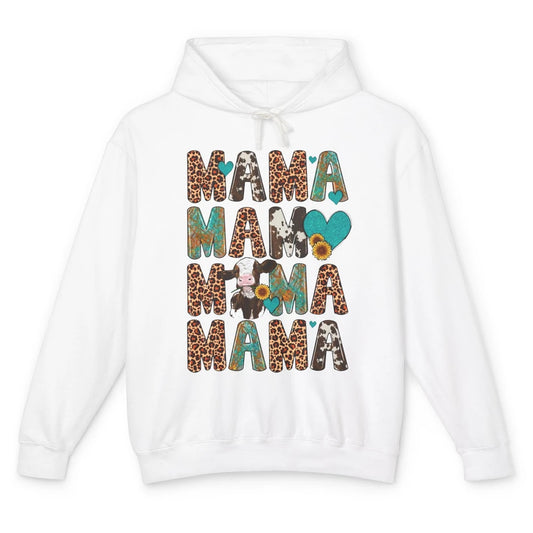 Leopard Sunflower Heifer Cow Mama Western Country Cattle Mom Unisex Lightweight Hoodie