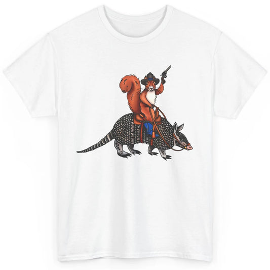 Retro Squirrel Cowboy Riding Armadillo Howdy Western Country Classic Unisex T-Shirt