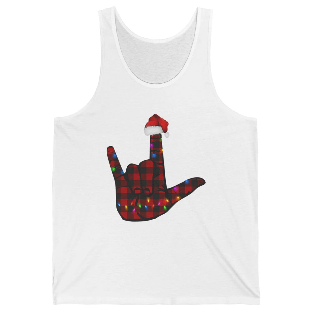 Merry Christmas Hand Sign Language Deaf Xmas Santa Hat ASL Unisex Jersey Tank