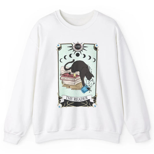 Witchy Black Cat The Reader Tarot Card Mystic Celestial Moon Unisex Crewneck Sweatshirt