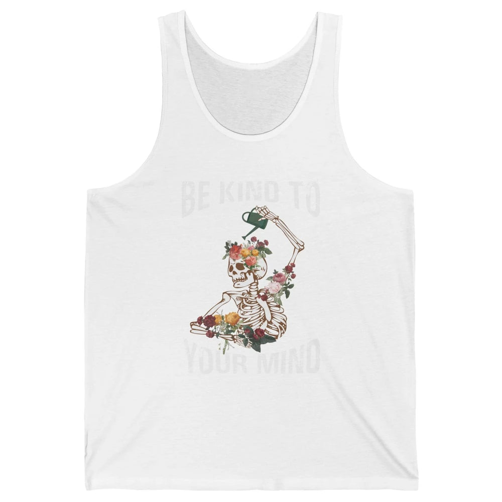 Be Kind Skull Retro Floral Skeleton Motivation Positive Mind Unisex Jersey Tank