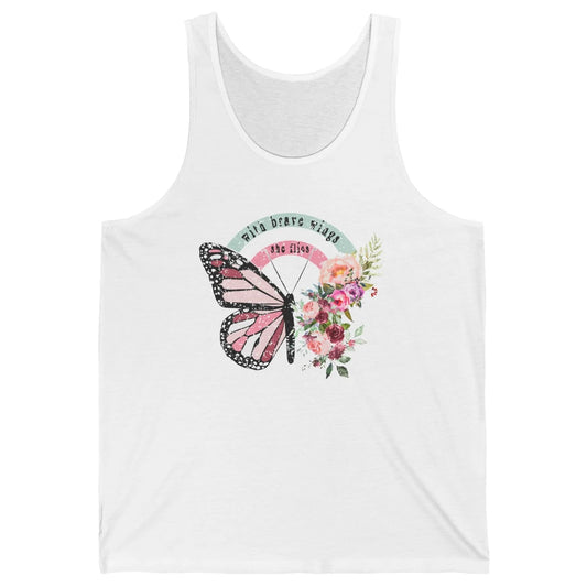 Retro Vintage Floral Butterfly With Brave Wings She Flies Unisex Jersey Tank