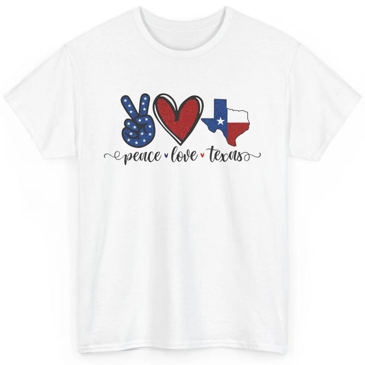 US Flag Peace Love Texas State Map Texan Pride Western Classic Unisex T-Shirt