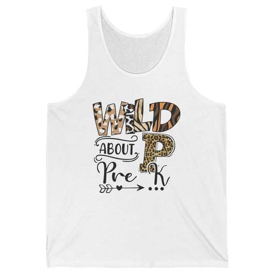 Wild About Pre-K Leopard Preschool Teacher Back To School Unisex Jersey Tank