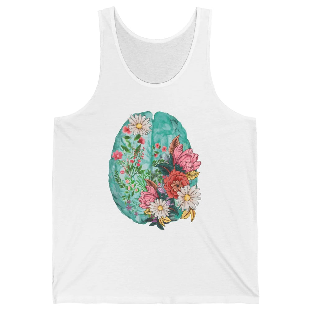 Wildflower Brain End The Stigma Floral Mental Health Matters Unisex Jersey Tank