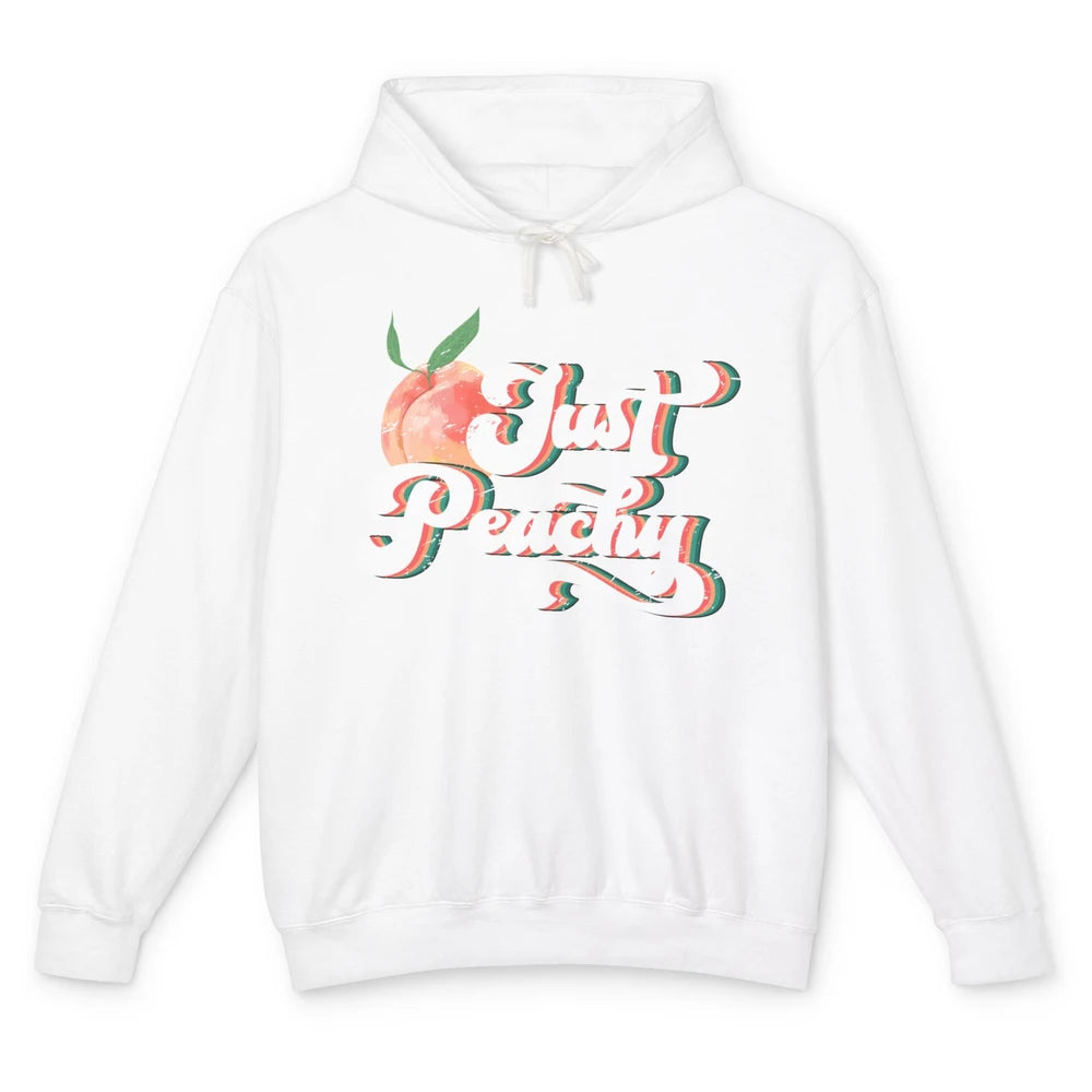 Just Peachy Retro 70s Georgia Peaches Summer Fruit Sarcastic Unisex Lightweight Hoodie