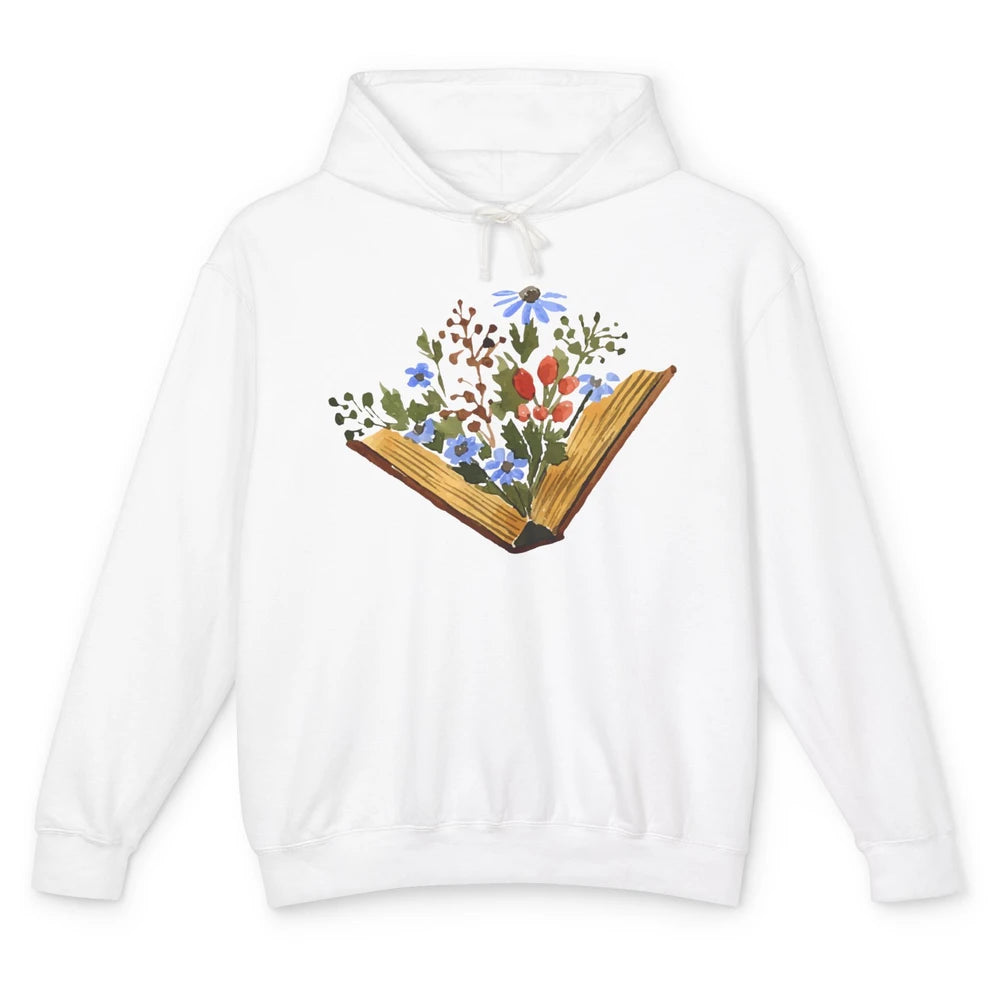 Retro Wildflowers Book Reading Bookworm Teacher Librarian Unisex Lightweight Hoodie