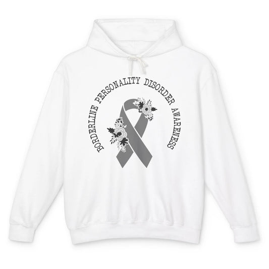 Borderline Personality Disorder Awareness BPD Gray Ribbon Unisex Lightweight Hoodie