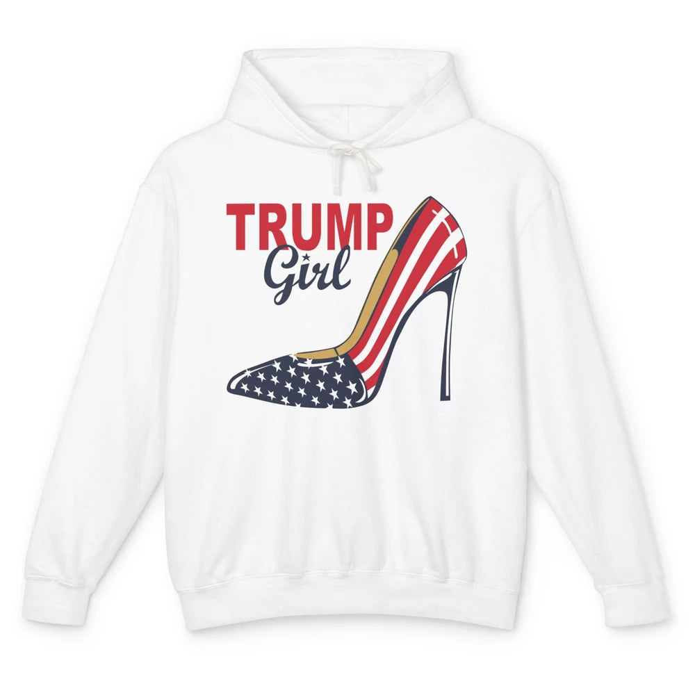 Trump Girl American Flag High Heels Republican Trump Support Unisex Lightweight Hoodie