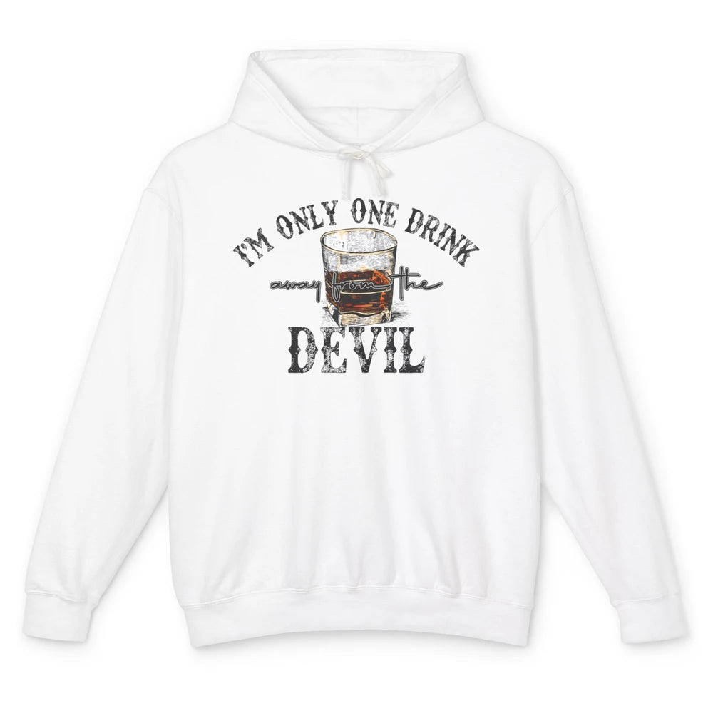 Retro Whiskey I'm Only One Drink Away From The Devil Western Unisex Lightweight Hoodie