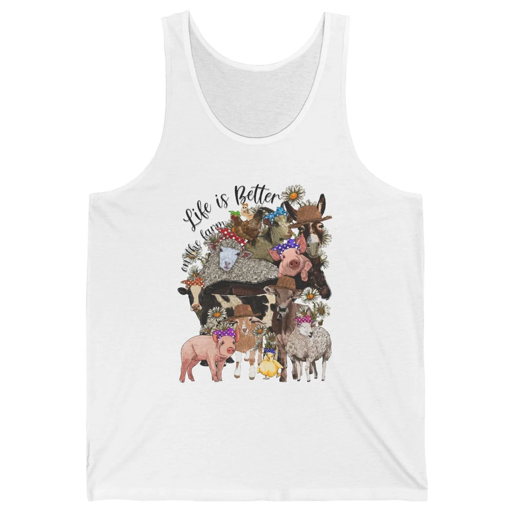 Western Animals Life Is Better On The Farm Pig Cow Donkey Unisex Jersey Tank